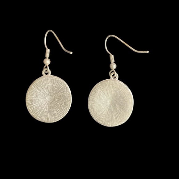 Aztec sun silver disc earrings, Bohemian, disc, gypsy, hippie, sunburst, boho - Picture 4 of 7